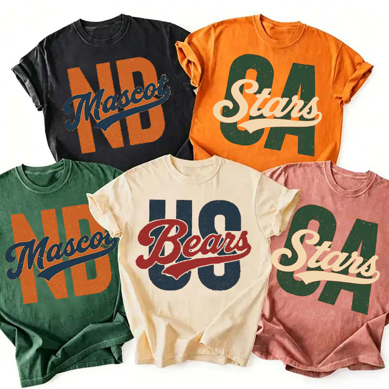 Personalized Mascot School Initials Vintage Teacher T-Shirt