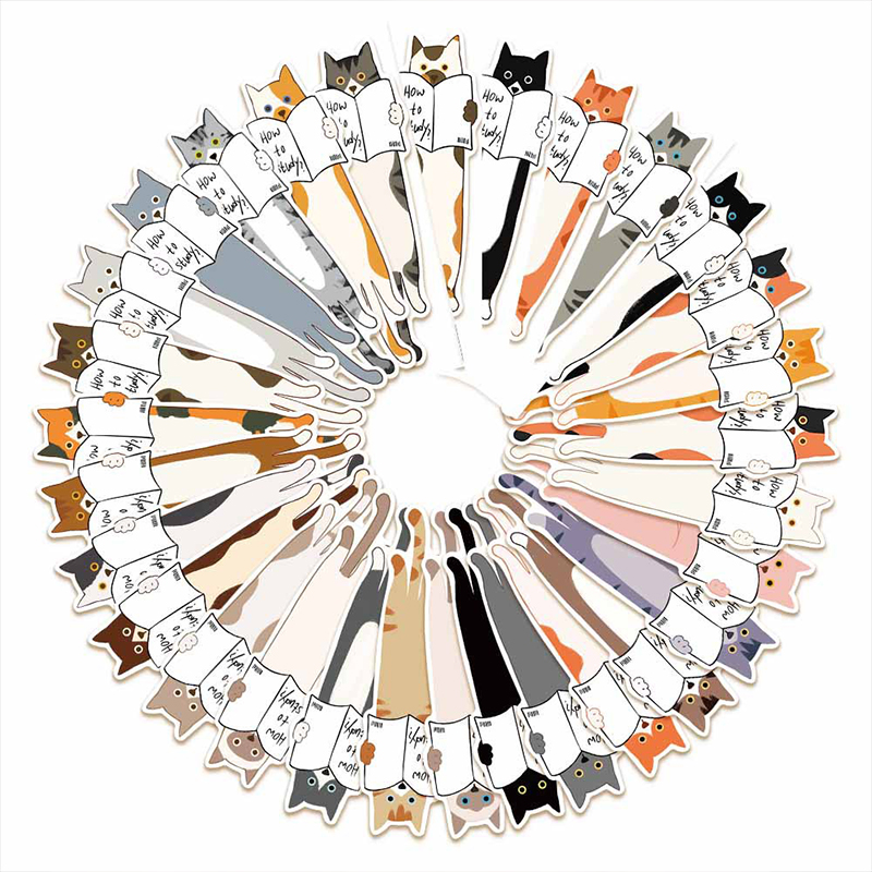 30PCS How To Study Cute Cat Teacher Bookmark