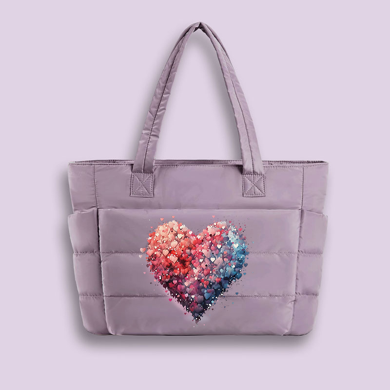 Bubble Heart Teacher Puffy Tote Bag