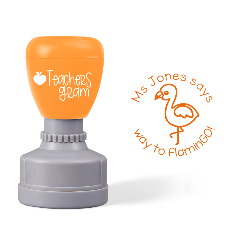 Personalized Way To Flamingo Teacher Stamp