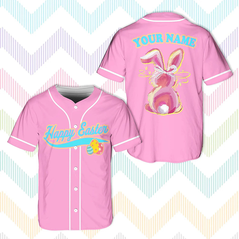 Personalized Easter Cute Bunny Teacher Baseball Jersey