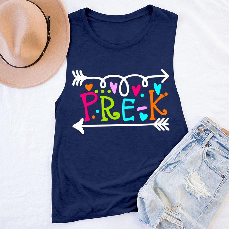 Personalized Grade Curly Font Teacher Tank Top