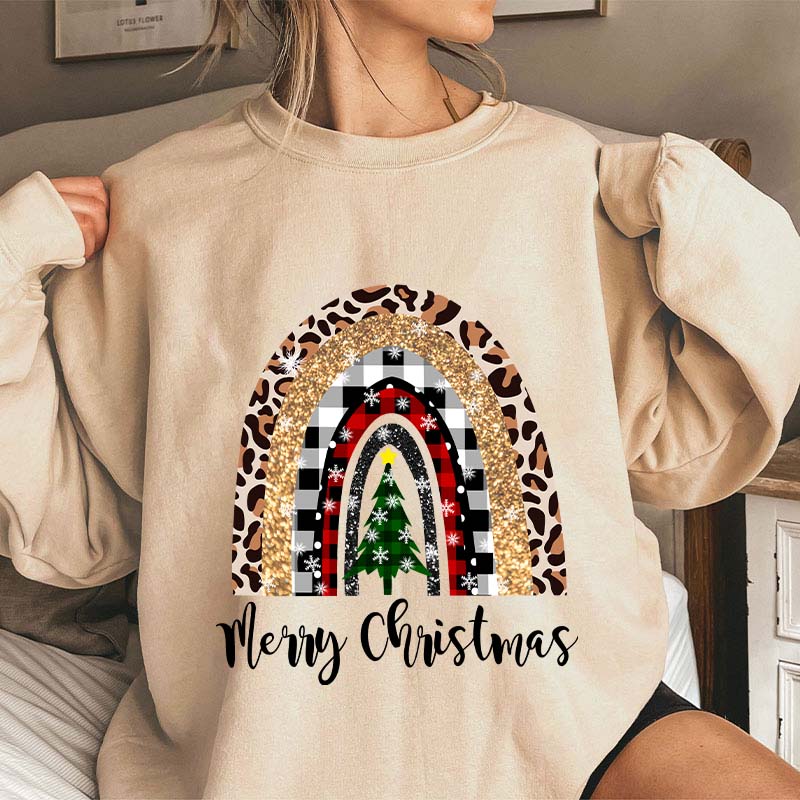 Merry Christmas A Christmas Tree In The Snow Teacher Sweatshirt
