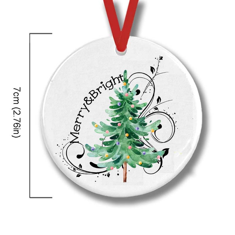 Merry And Bright Christmas Teacher Ceramic Christmas Ornament