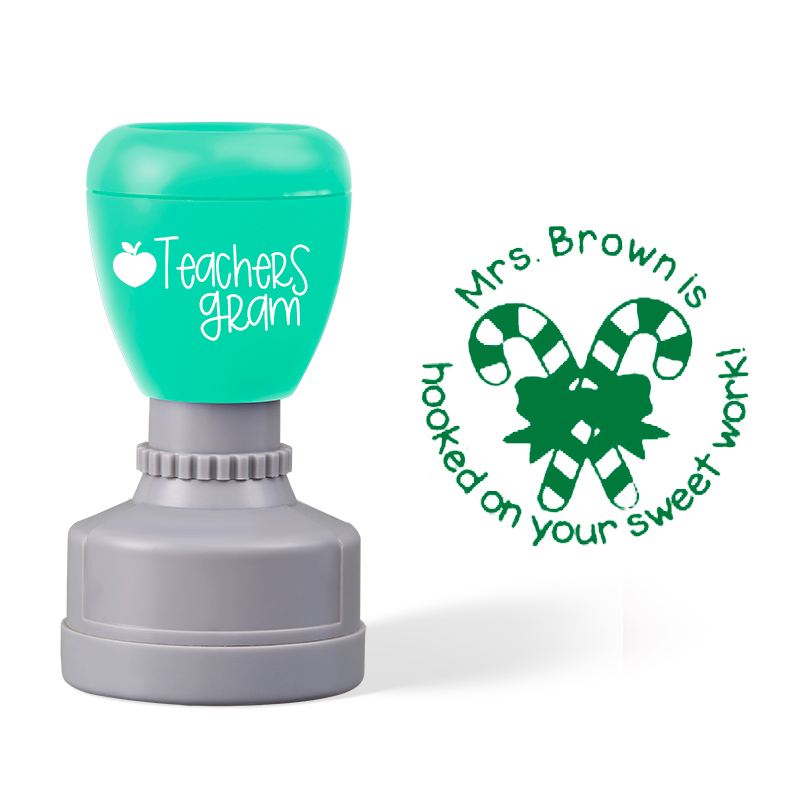 Personalized Name Hooked On Your Sweet Work Teacher Stamp