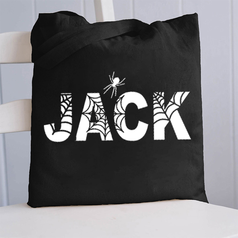Personalized Name Spider Web Halloween Teacher Tote Bag