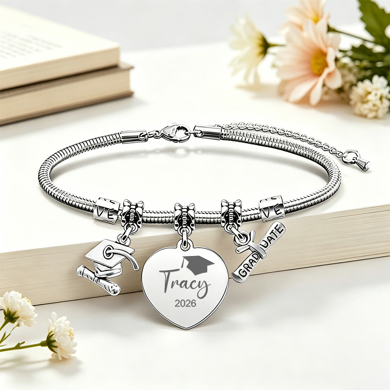 Personalized Name Graduation Keepsake Teacher Metal Bracelet