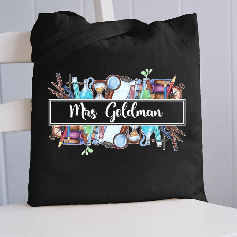 Personalized Retro Steampunk Style Name Teacher Tote Bag