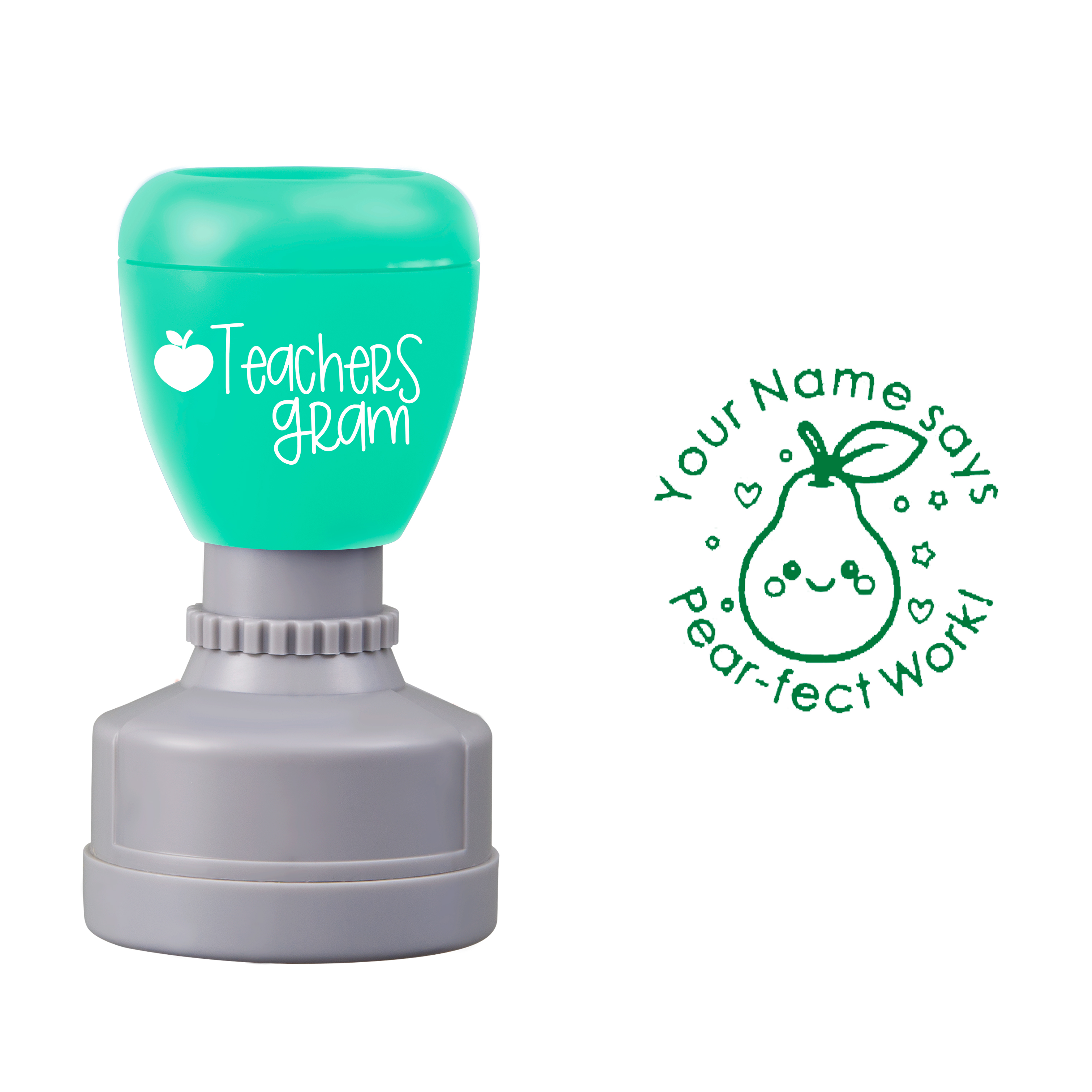 Personalized Name Says Pear-fect Work Teacher Stamp