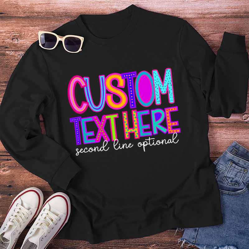 Personalized Name Neon Lights Teacher Long Sleeve T-Shirt