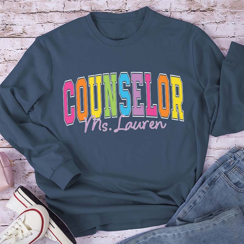 Personalized Name Grade Color Teacher Long Sleeve T-Shirt