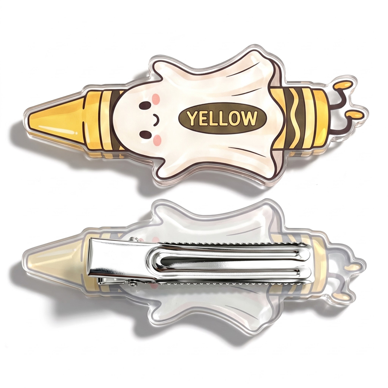 Halloween Ghost Crayon Character Teacher Acrylic Duckbill Hair Clips