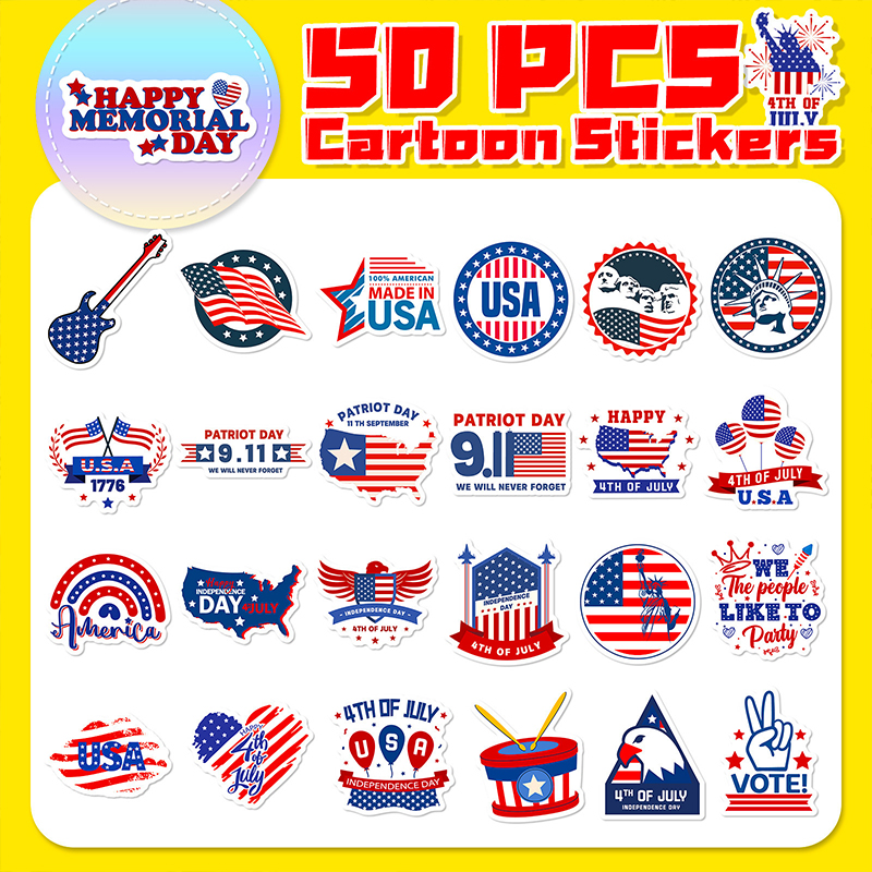 50 PCS Stars And Stripes Independence Day Teacher Stickers