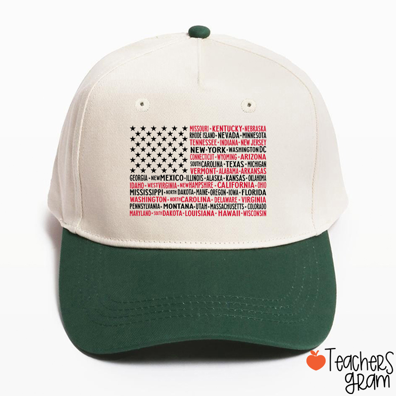 Vintage American Flag 4th Of July Teacher Baseball Cap