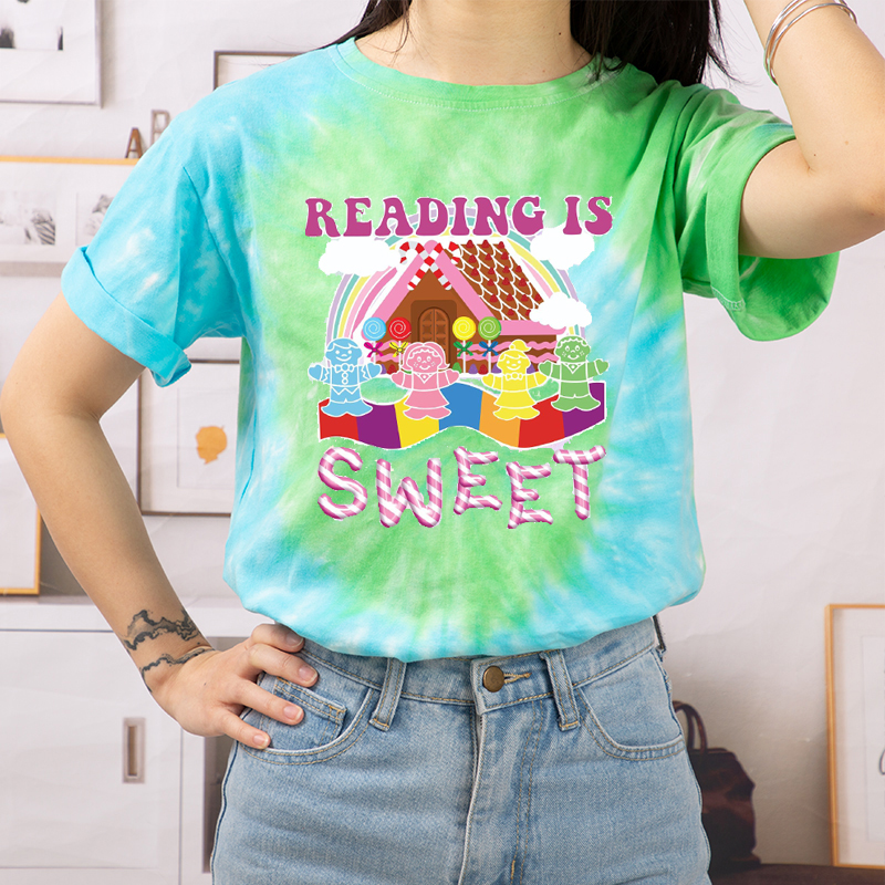 Reading Is Sweet Teacher Tie-dye T-Shirt