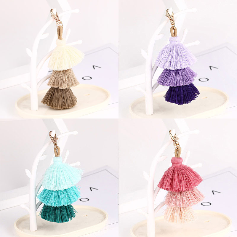 Bohemian Ethnic Style Three Layer Tassel Keychain（Four Styles Sent Randomly）