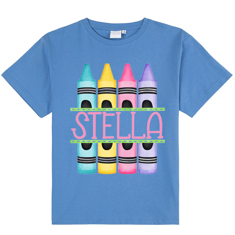 Personalized Welcome Back To School Colorful Crayon Kid T-Shirt