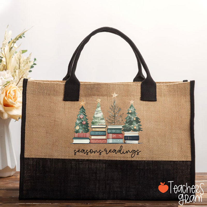 Bookish Christmas Seasons Readings Teacher Cotton Tote Bag
