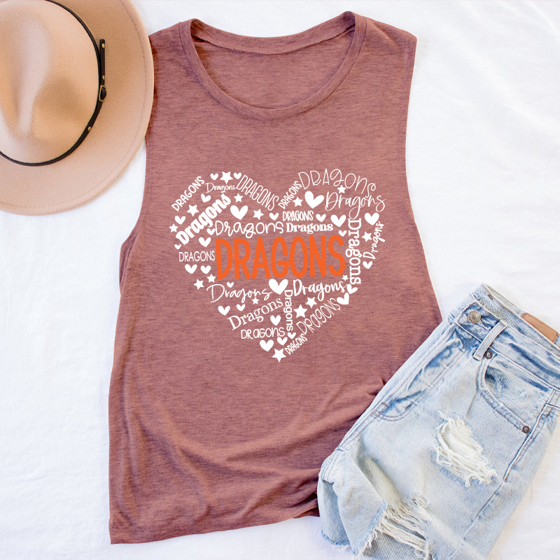 Personalized Mascot Heart Teacher Tank Top