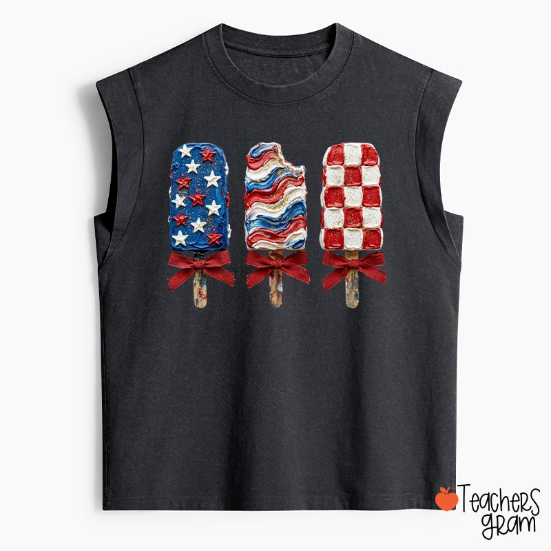 Patriotic Popsicle Teacher Washed Tank Top