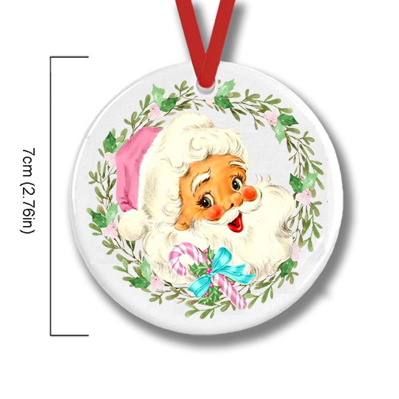 Christmas Wreach Santa Teacher Ceramic Christmas Ornament