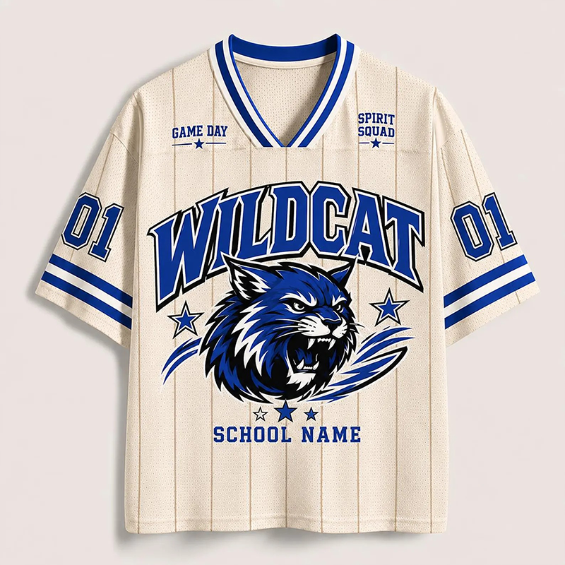 Personalized Mascot School Name And Number Striped Teacher Mesh Jersey