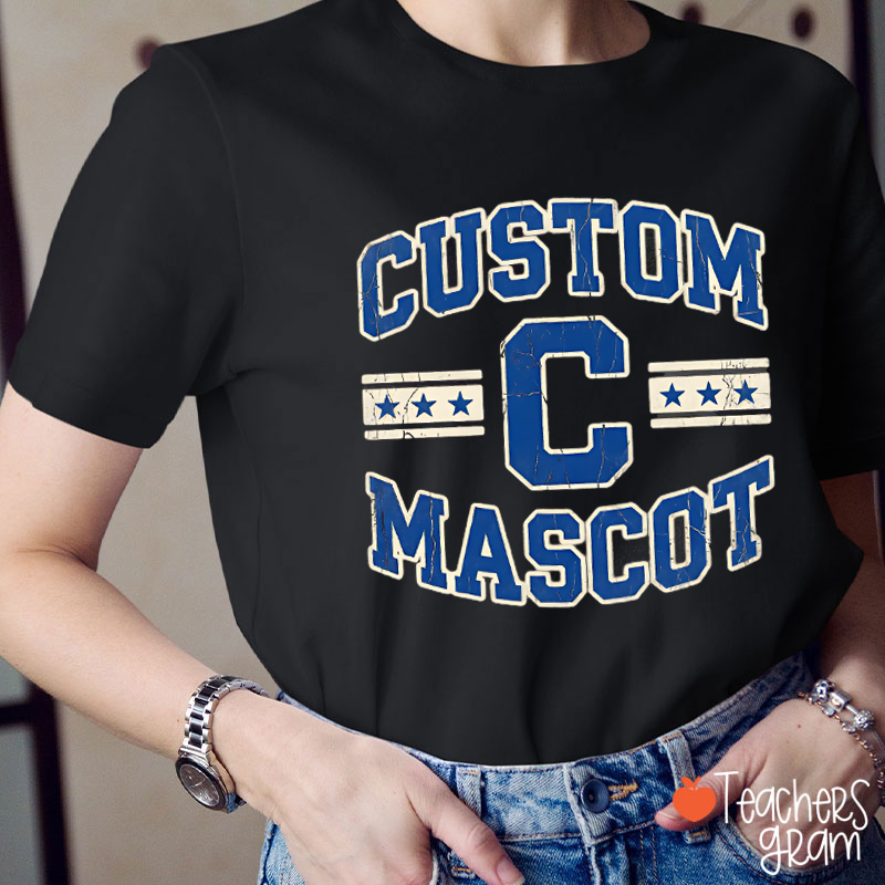 Personalized Mascot Varsity Initial Vintage Teacher T-Shirt
