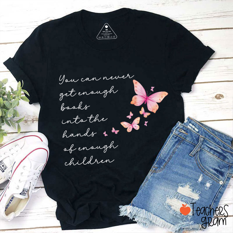 Book Inspirational Quote Pink Butterfly Teacher T‑Shirt