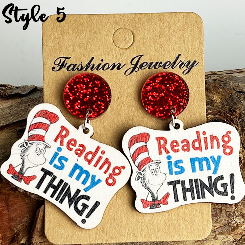 Reading Is My Thing Teacher Wooden Earrings