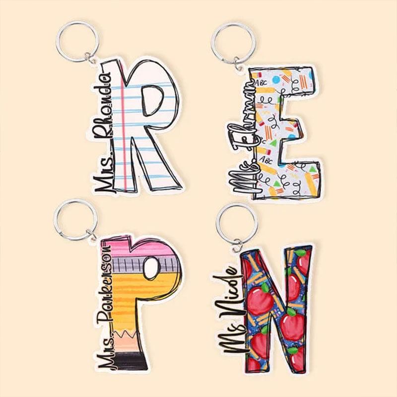 Personalized Graffiti Pencil Apple Style Acrylic Keychain Keychain