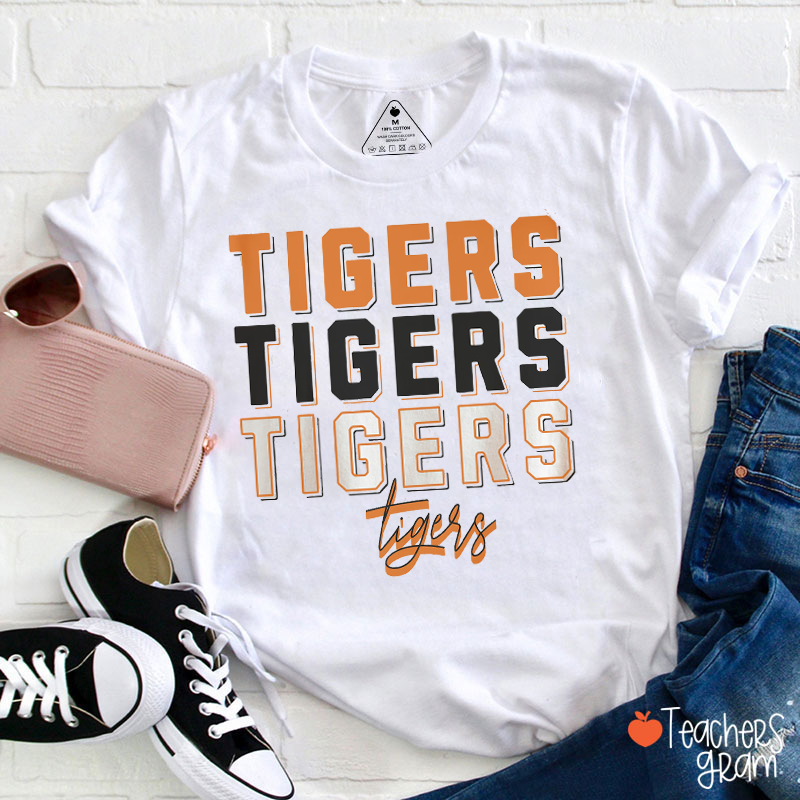 Personalized Mascot And Name Stacked Sport Spirit Teacher T-Shirt