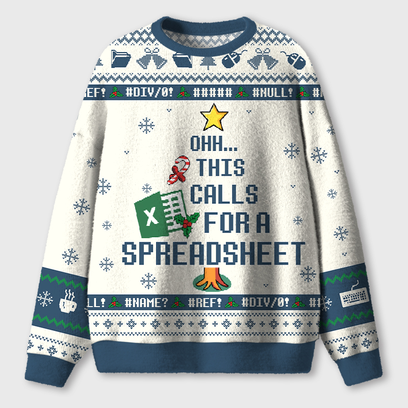 Personalized This Calls For A Spreadsheet Teacher Ugly Fluffy Christmas Sweater