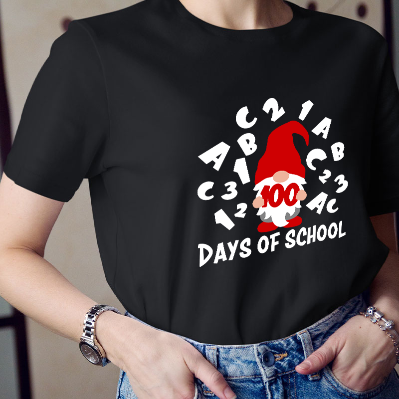 100 Days Of School Gnome Teacher T-Shirt