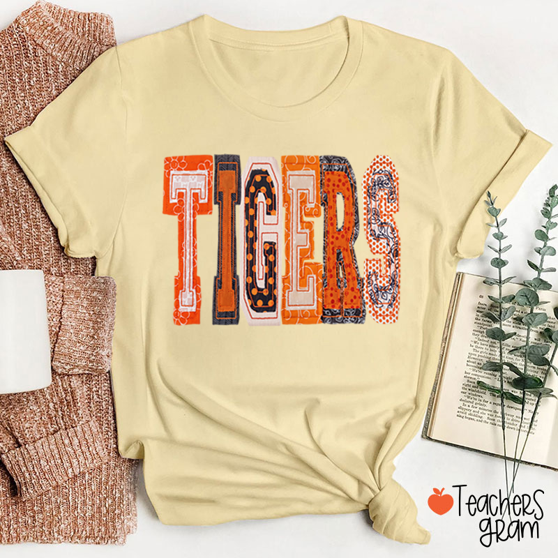 Personalized Mascot Mixed Print Letter Teacher T-Shirt