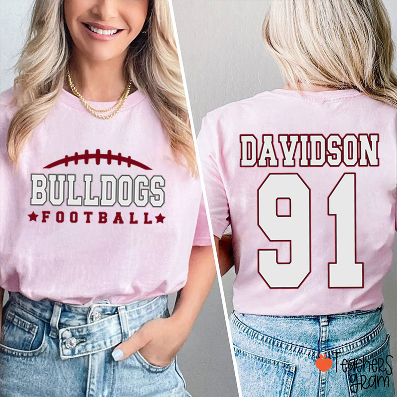 Personalized Name And Sport Number Teacher Two Sided T-Shirt