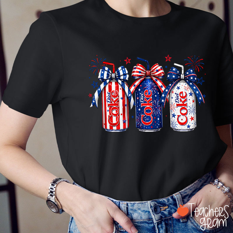 4th Of July Coquette Bow Coke Lover Teacher T-Shirt