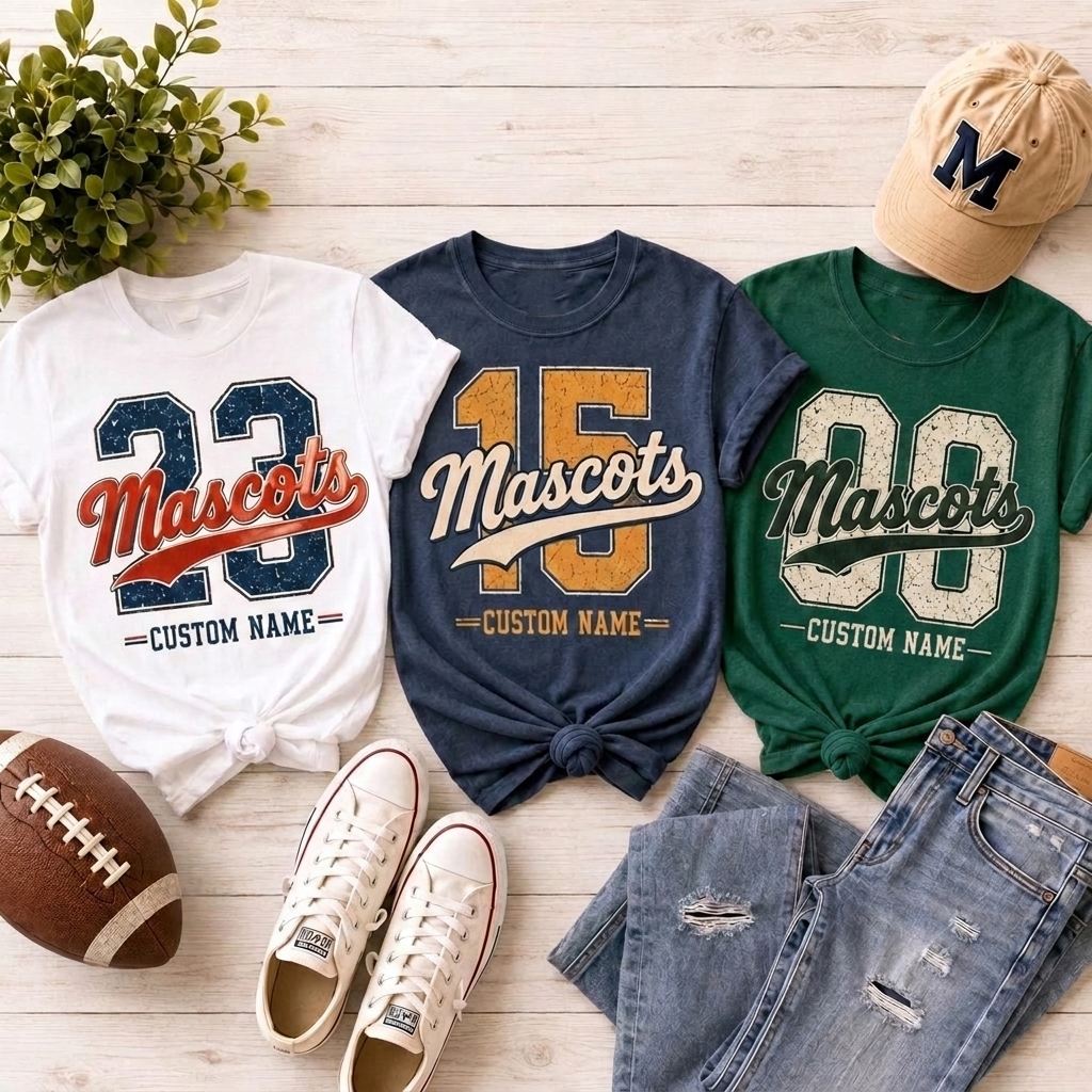 Personalized Mascot Name And Number Sports Teacher T‑Shirt