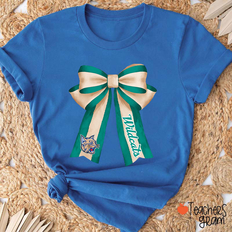 Personalized Mascot Coquette Bow Teacher T-Shirt