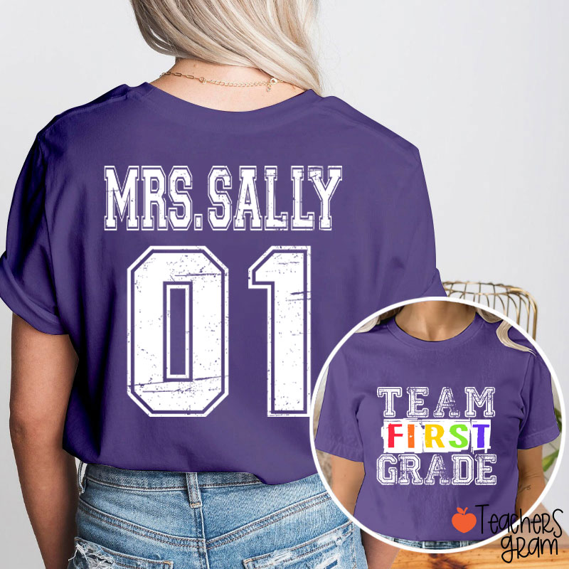 Personalized Grade Comfort Colors Team Teacher Two Sided T-Shirt