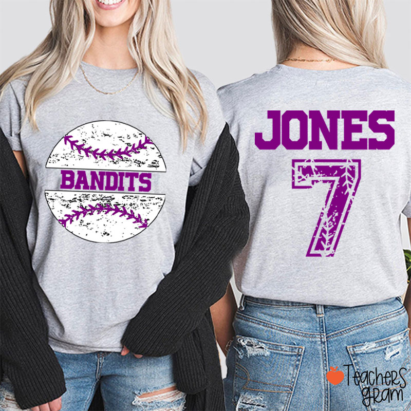 Personalized Baseball With Your Team Teacher Two Sided T-Shirt