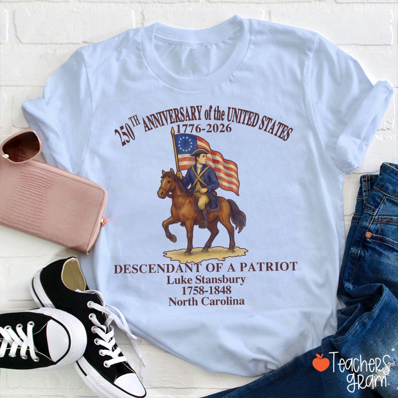 Personalized Patriotic Semiquincentennial Teacher T-Shirt