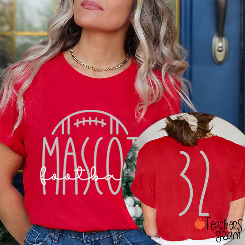 Personalized Mascot And Sport Simple Font Design Teacher Two Sided T-Shirt