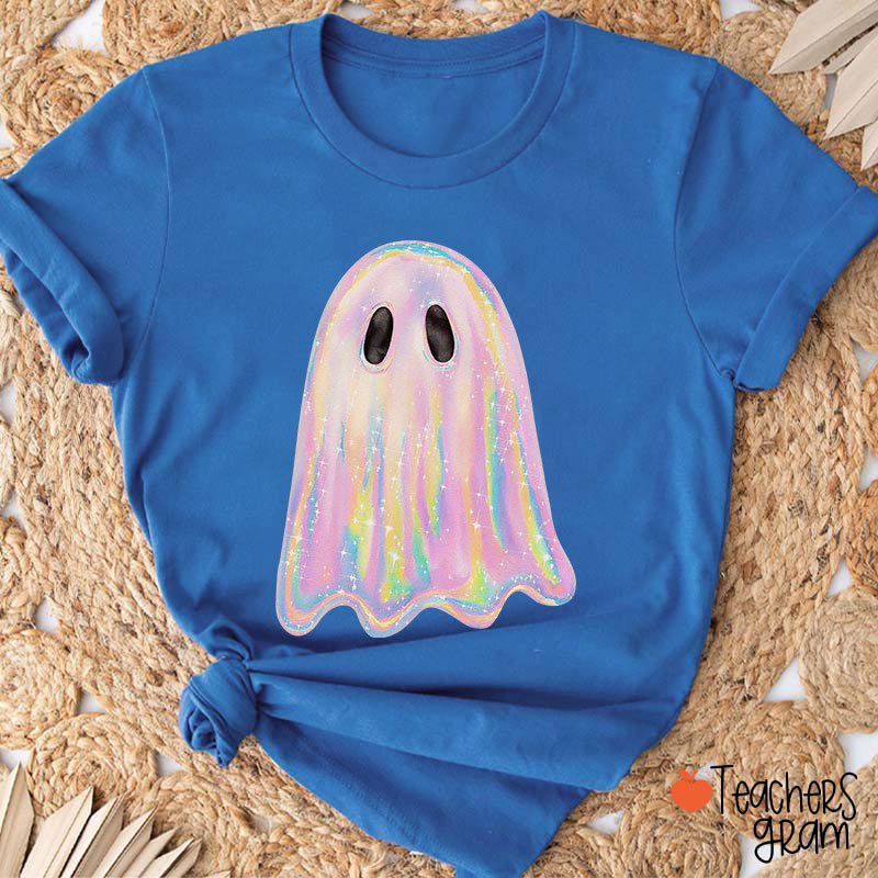 Halloween Shiny Ghost Teacher T-Shirt