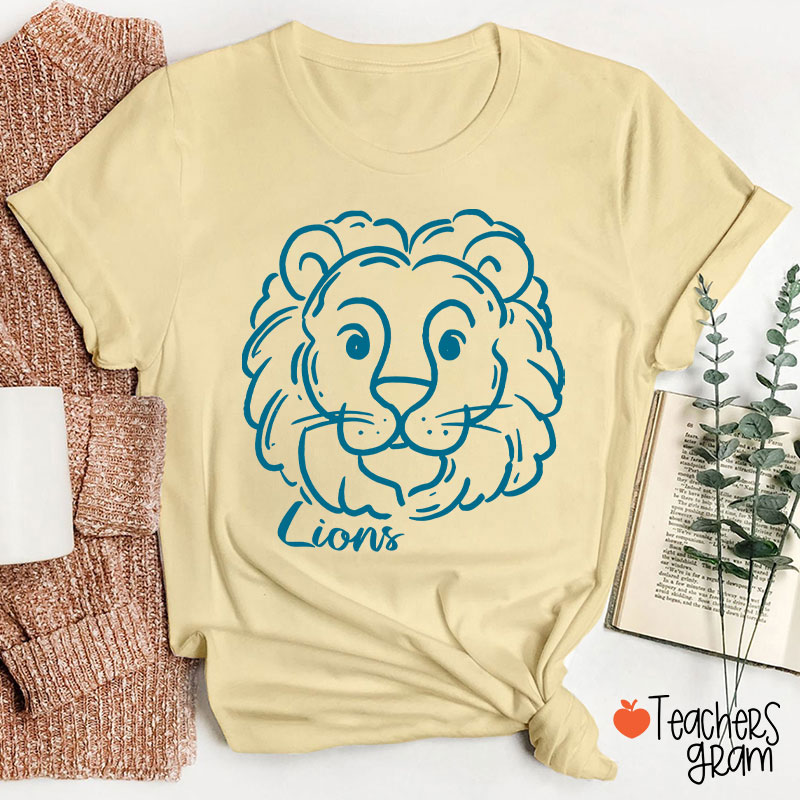 Personalized Mascot Cute Simple Line Drawing Teacher T-Shirt