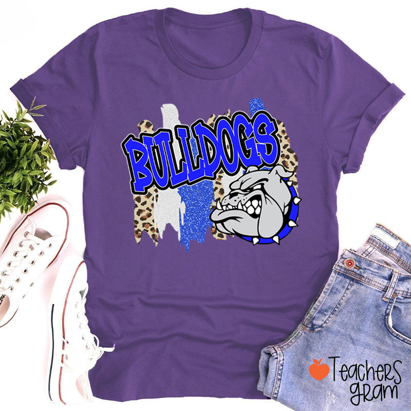 Personalized Mascot Leopard Stripes Teacher T-Shirt