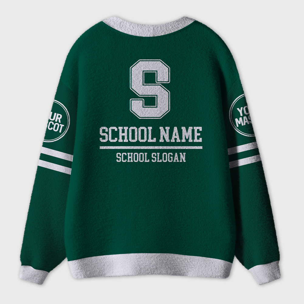 Personalized School Name Mascot And Slogan Teacher Ugly Cardigan Sweaters