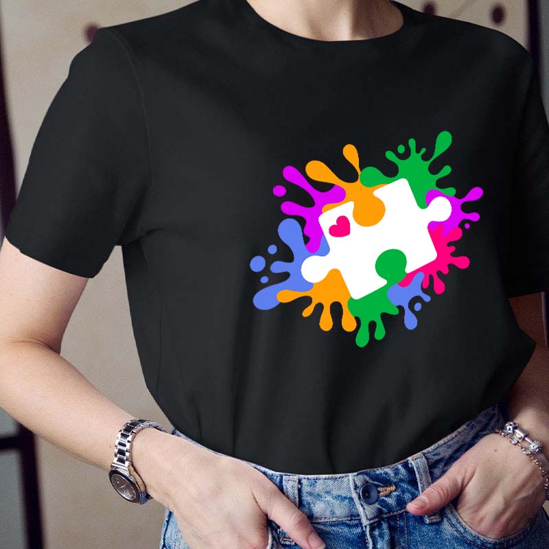 Autism Puzzle Piece Teacher T-Shirt