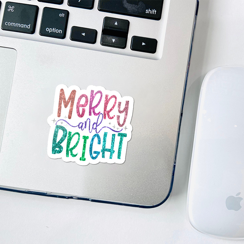 Colorful Merry And Bright Teacher Stickers