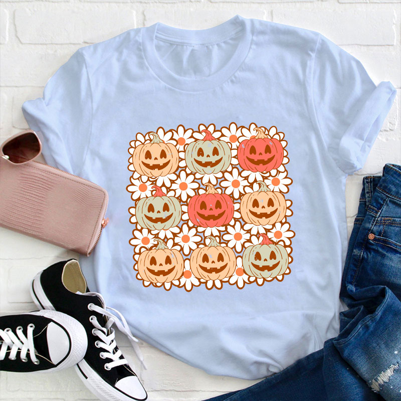 Daisy Pumpkin Teacher T-Shirt