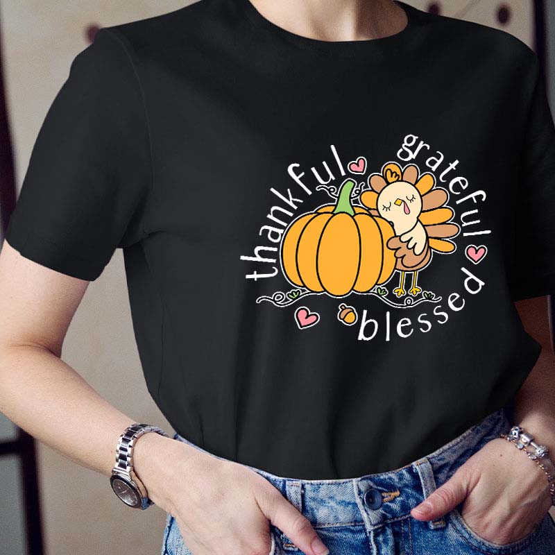 Thankful Grateful Blessed Teacher T-Shirt